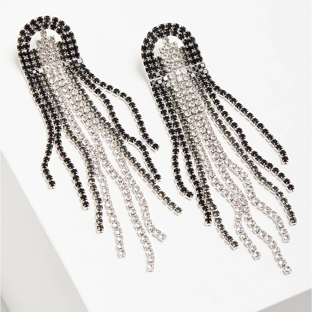Torrid Rhinestone Fringe Statement Earring - Black